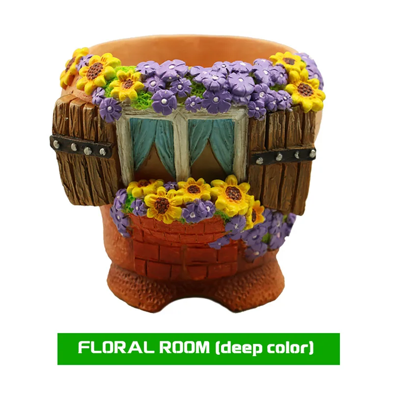 floral deep Креативные смолы ананаса грибы цветы горшок семена бонсай Орхидея кактус мох папоротник цветочный кашпо микро пейзаж - Цвет: floral deep