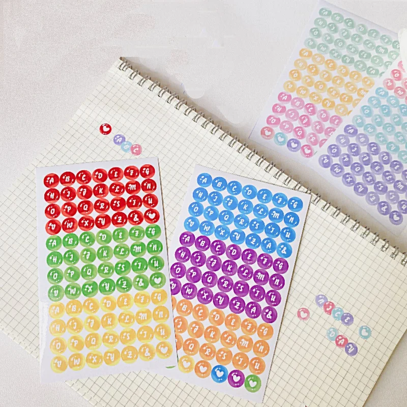 Korean Ins Color Bubble English Letter Cute Stickers Children Star Photo Paster Hand Account Stationery Diy Decorative Sticker 1pc ins korean girl heart rainbow wave laser sticker cute hand account diy star chasing card stationery decorations material