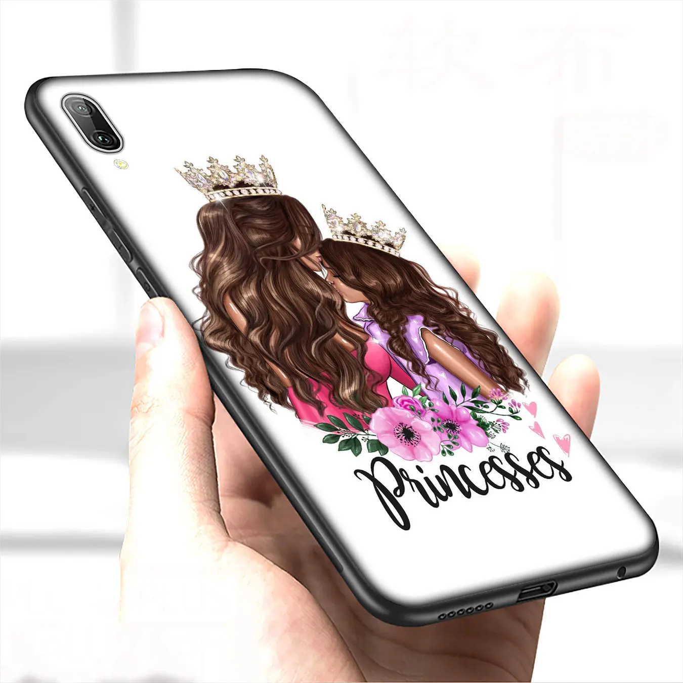 Black Brown Hair princess Baby Mom Girl Soft Case for Huawei Y9 Y7 Y6 Prime 2019 Honor 20 10 9 9X 8C 8X 8 Lite 7C 7X 7A Pro |