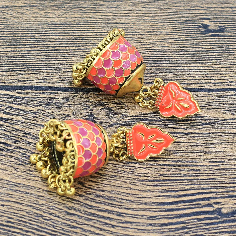 Инс индийские золотые бусины ручной работы оранжевая эмаль Гео непальский