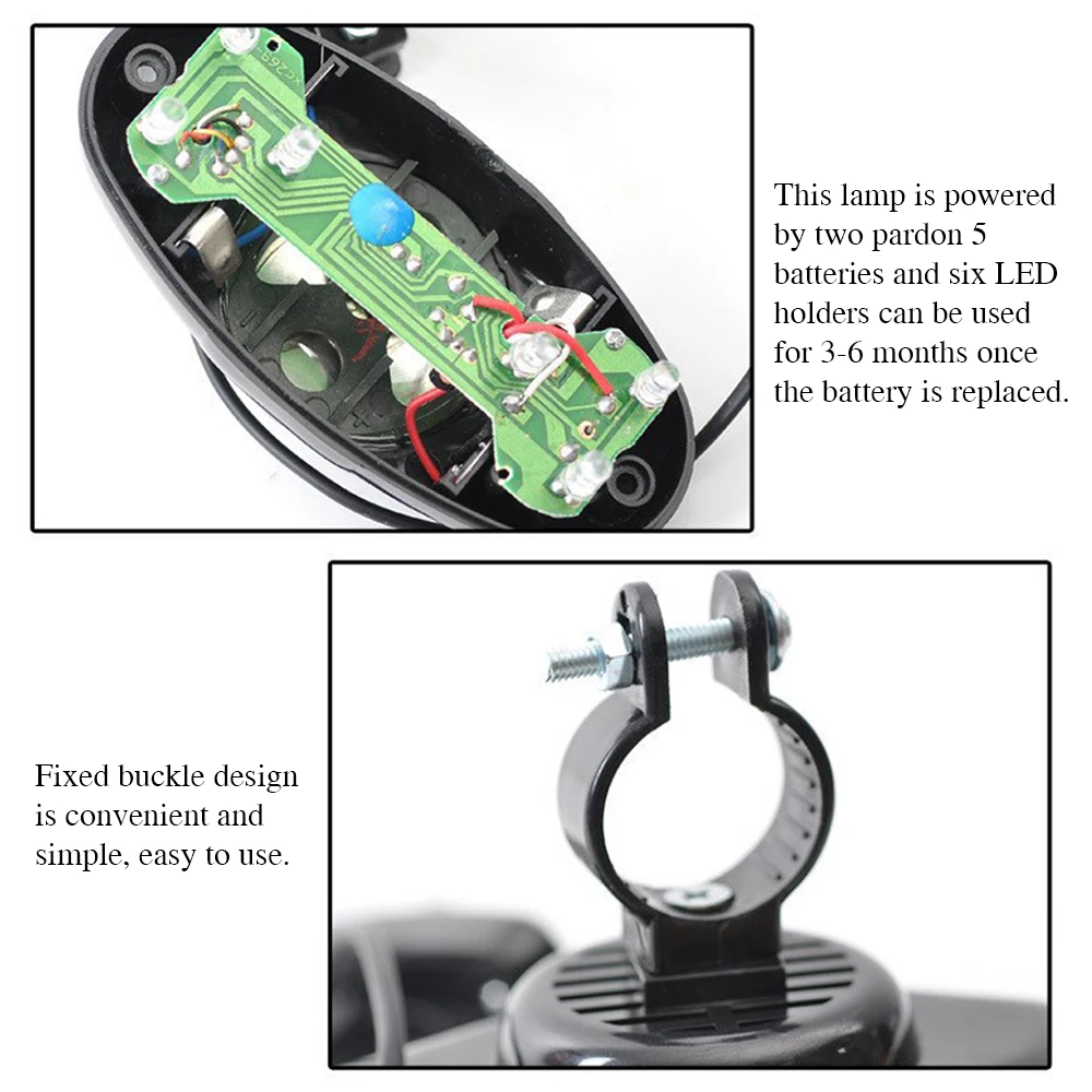 Кольцо для велосипедного велоспорта 4 звука 6 светодиодов сирена электрический