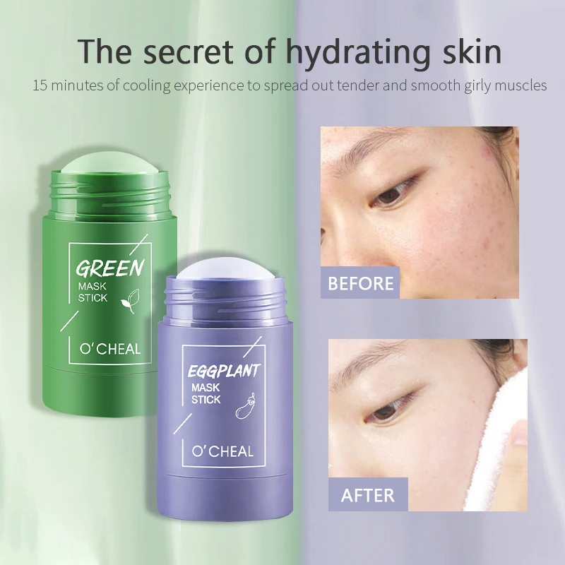 

2021 Charcoal Green Tea Rose Solid Face Mask Stick Moisturizing Remove Blackhead Fine Pores Mud Mask Face Skin Care TSLM2