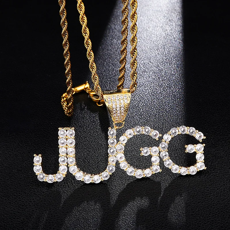 

Custom letter gold pendant men and women cubic zircon hip hop jewelry can be modified digital stitching combination pendant