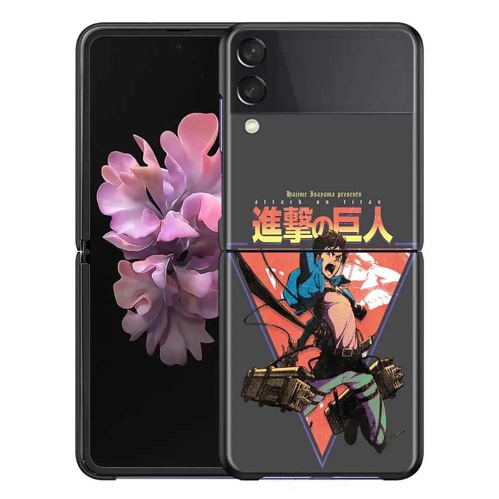 Anime Japanese attack on Titan Case for Samsung Galaxy Z Flip3 Flip 5G Phone Cover Hard Back Funda Capa | Мобильные телефоны и