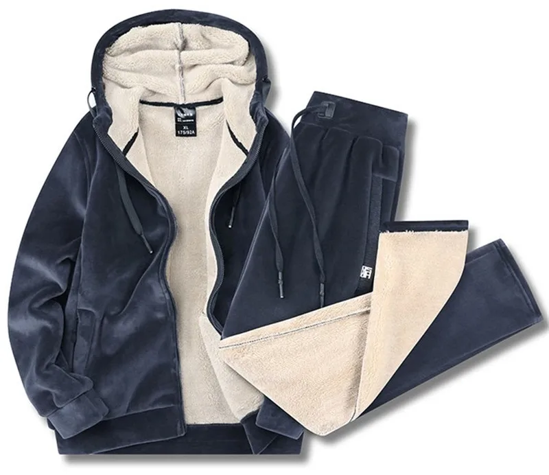 

Костюм спортивный Мужской флисовый с капюшоном, теплый, зимний, размера плюс