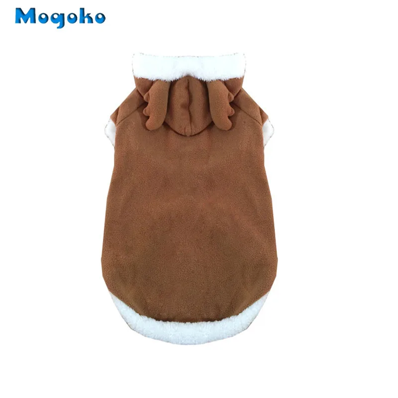 Mogoko, 1 шт., рождественские костюмы оленей для собак и кошек, забавное праздничное платье для косплея, флисовое пальто с капюшоном для щенков, одежда на осень и зиму