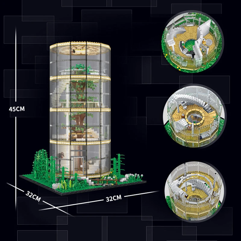 High-tech Designer City Architecture Static Model Building Block Big Glass House Bricks Birthday Christmas Gift For Children |