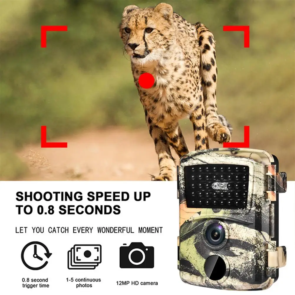 

12MP 1080P Hunting Trail Camera 0.8s Wildlife Scouting Cameras Hunting Trap Camcorder Waterproof Camouflaged Outdoor Camera