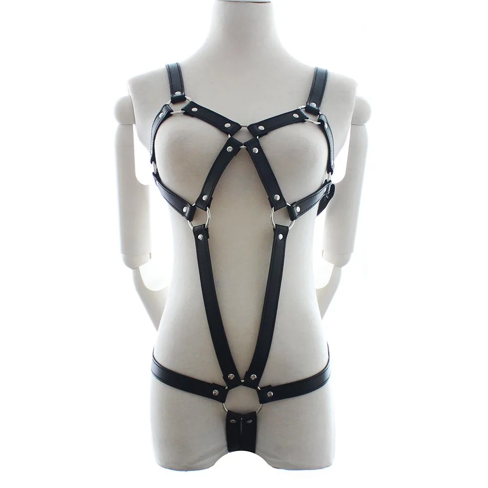 Сексуальное женское бикини из искусственной кожи с ремешком без чашечек боди