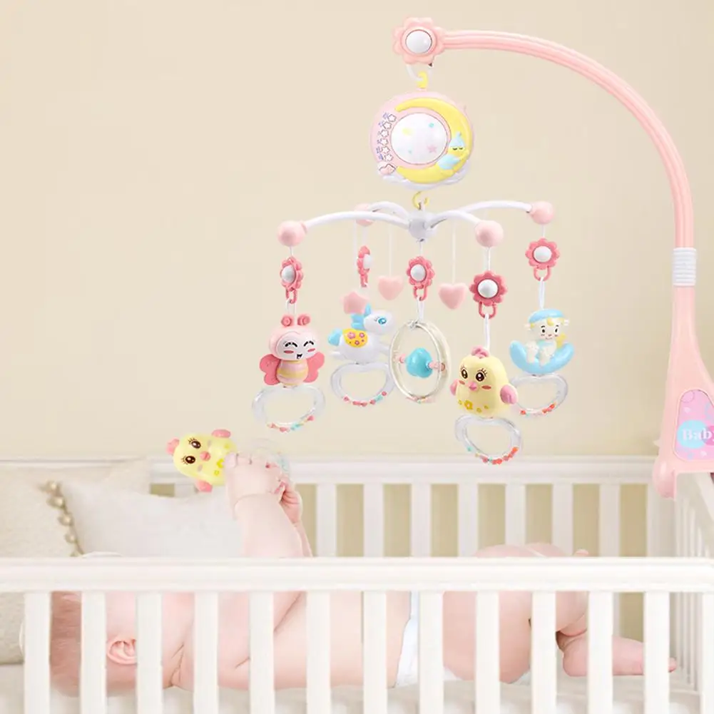 Baby Bed Mobile Rattle Music Toy With Light Projector Hanging Rotating Bell Timing Remote Control | Игрушки и хобби