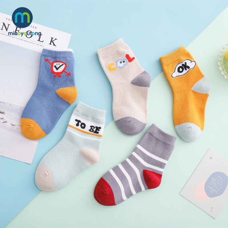 

5 пар/лот с принтом в виде героев мультфильмов, утепленные вязаный свитер из хлопка для маленьких девочек носки для детей Детская Пижама для ...