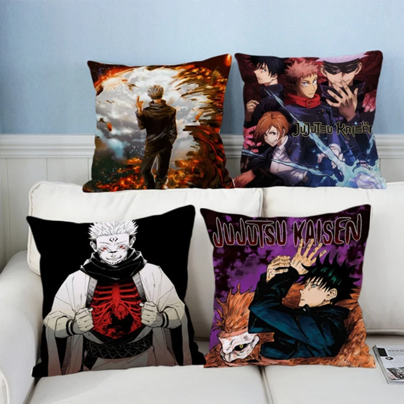 

Jujutsu Kaisen Japanese Anime Pillowcase Yuji Itadori Fushiguro Megumi Kugisaki Nobara Satoru Cartoon Sofa Bed Cushion Cover