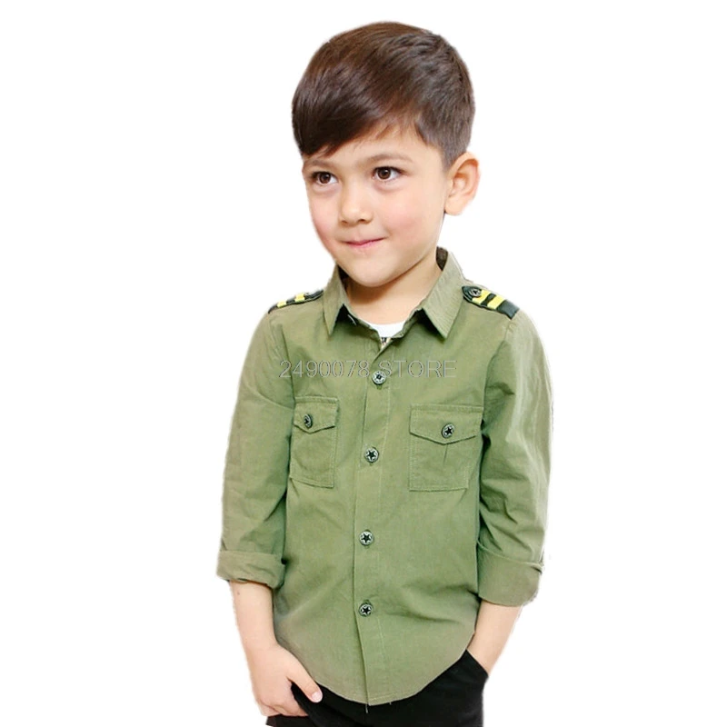 Рубашки для мальчиков брендовые весенне осенние детские хлопковые рубашки с