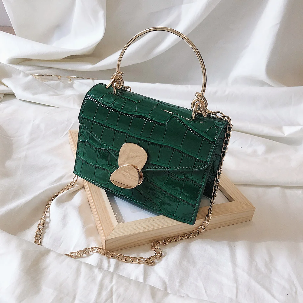 

2021 Stone Pattern Chain PU Leather Crossbody Bags For Women Mini Shoulder Bag With Metal Handle Lady Travel Handbags Totes