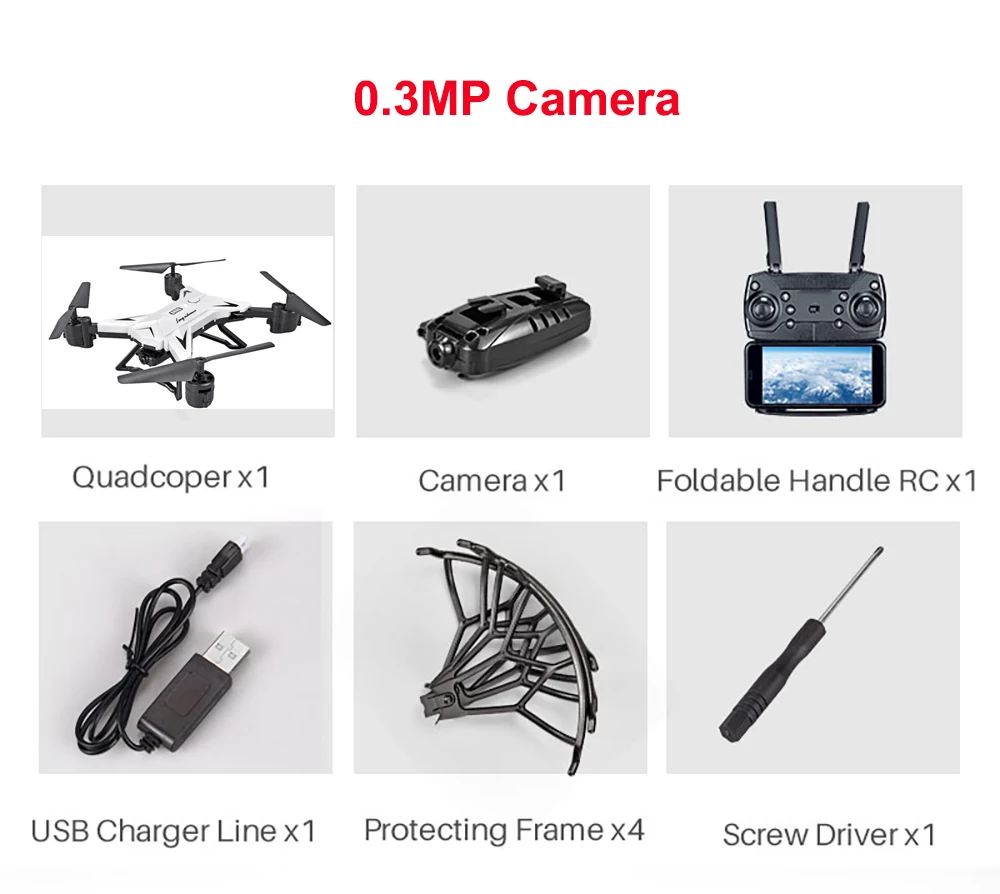 white 0.3MP camera Радиоуправляемый вертолет Дрон 4K с камерой HD 1080P wifi FPV RC Дрон Профессиональный складной Квадрокоптер 20 минут работы от батареи - Цвет: white 0.3MP camera