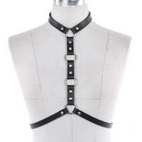 women punk gothic lingerie bra tops belts faux leather adjustable chest harness body bondage cage costume sexy belt suspenders