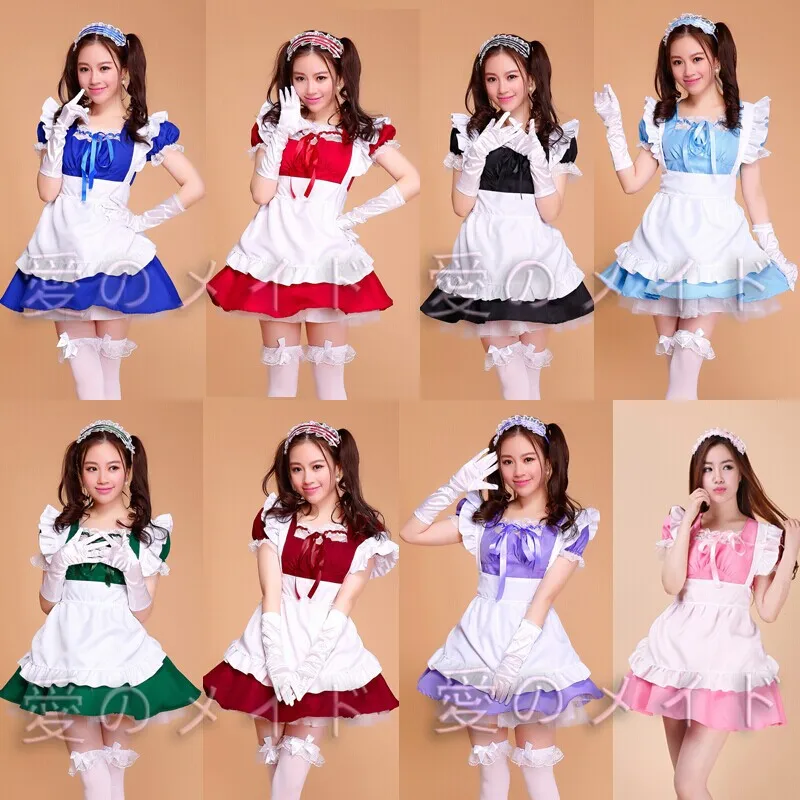 

Women Lolita Dresses Japanese Anime Cosplay Costume Maid Outfit Apron Dress