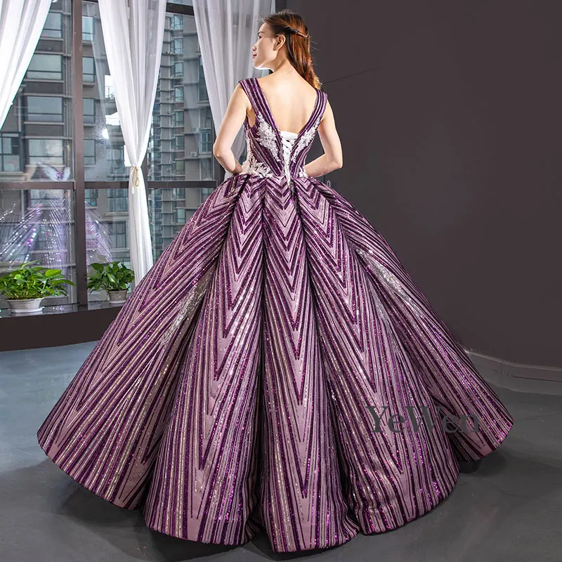 YeWen/роскошное бальное платье с v образным вырезом для невесты 2020 свадебные платья