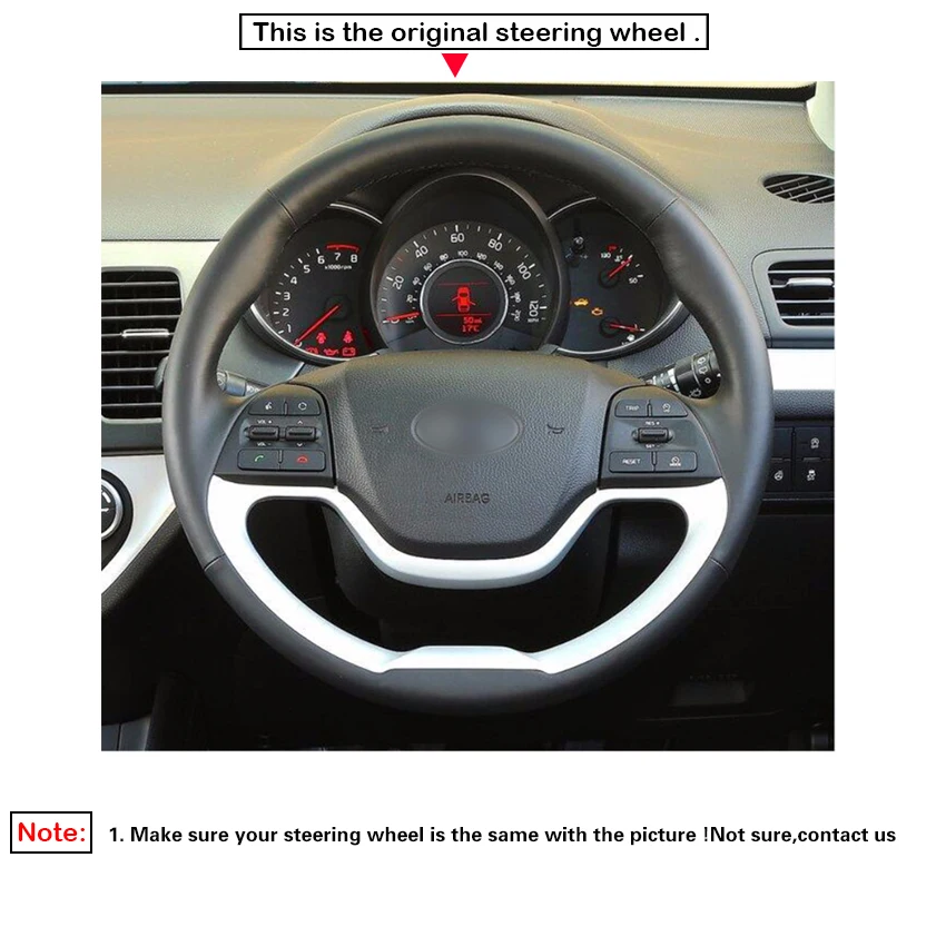 MEWANT Black Artificial Leather Car Steering Wheel Cover for Kia Morning 2011-2016 Picanto 2012 2013 2014 2015 |
