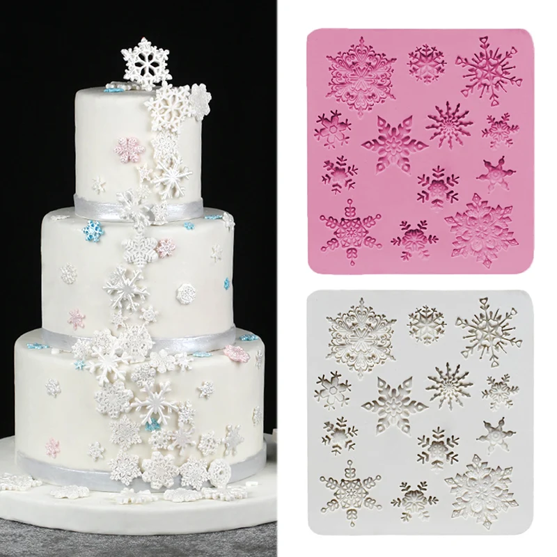 

Рождественское украшение, силиконовая форма в виде снежинки, форма для шоколадного торта, не прилипает, термостойкие кухонные инструменты ...