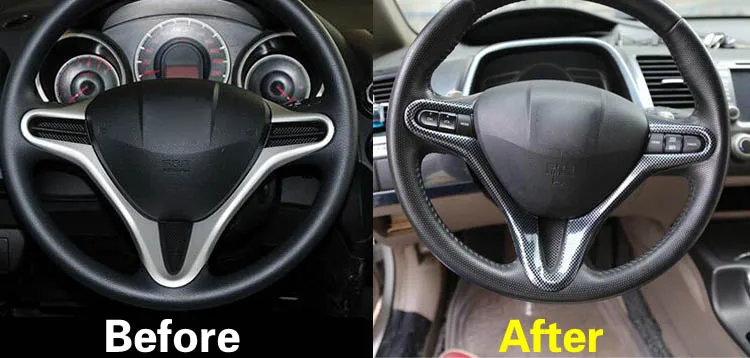 Углеродное волокно цвет кнопки рулевого колеса Накладка подходит для Honda Civic 2009