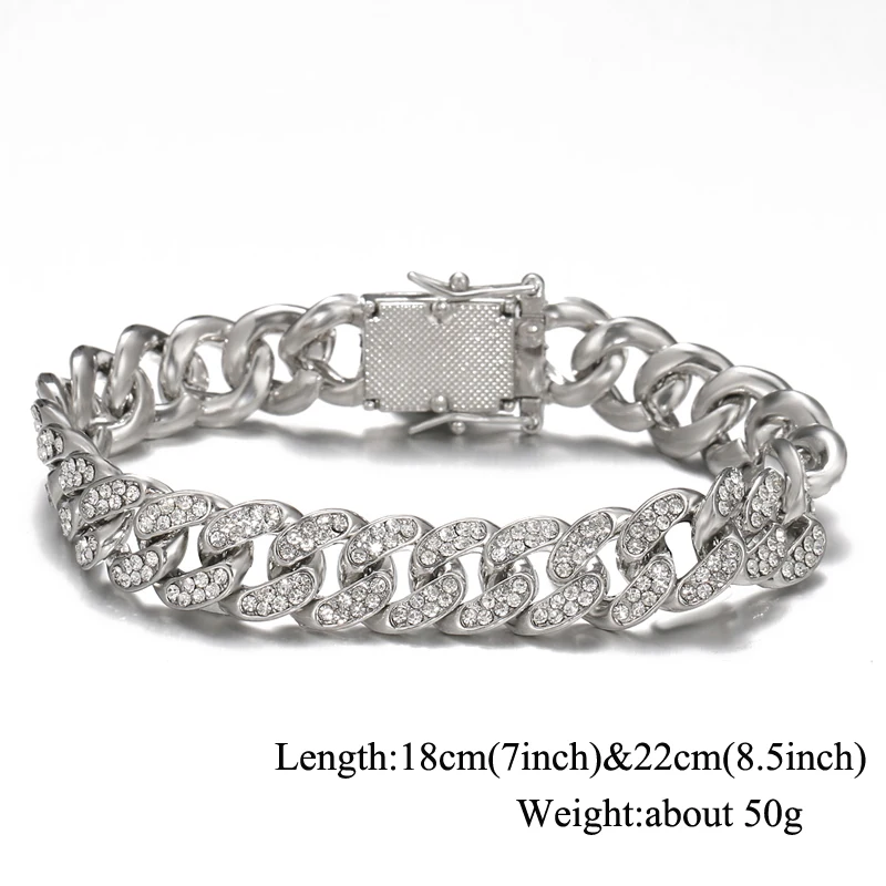 Браслет-цепочка мужской в стиле хип-хоп с фианитами | Украшения и аксессуары