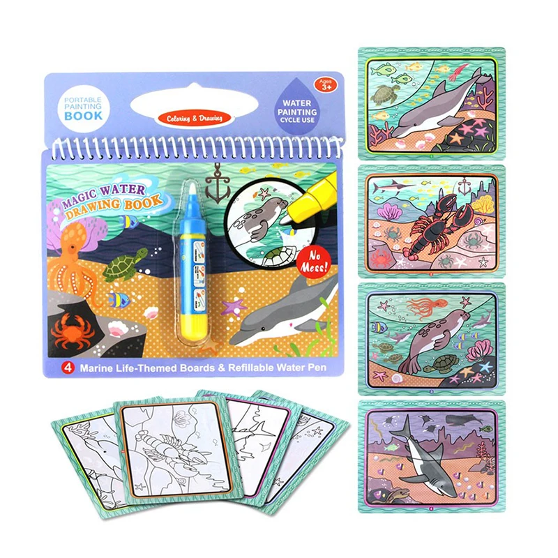 Книжка раскраска для рисования на воде детская развивающая игрушка подарок день