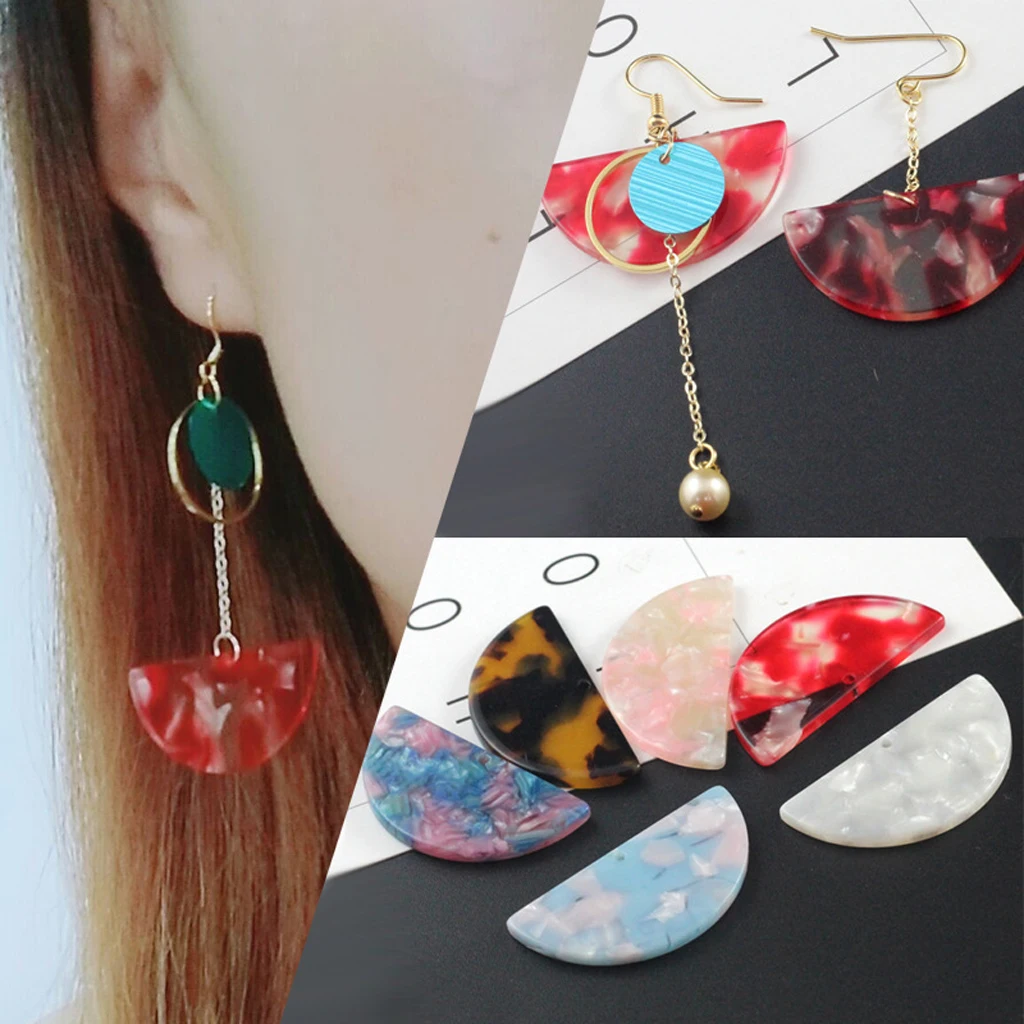 

Blesiya 10pcs Acetate Acrylic Half Round Geometric Pendant for DIY Beads