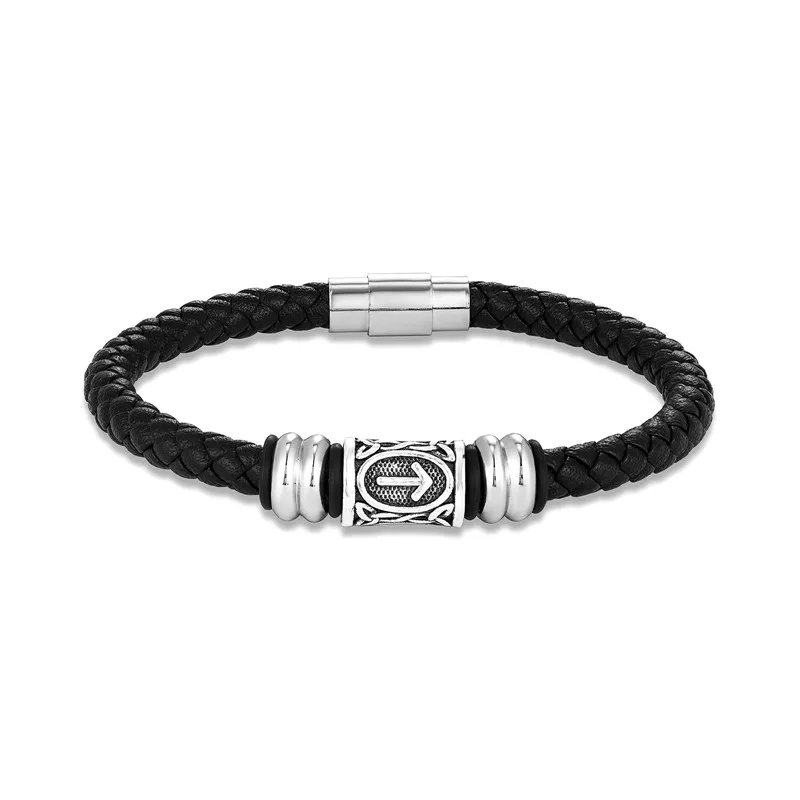MKENDN персонализированный браслет из искусственной кожи с бусинами Futhark Rune на ваш