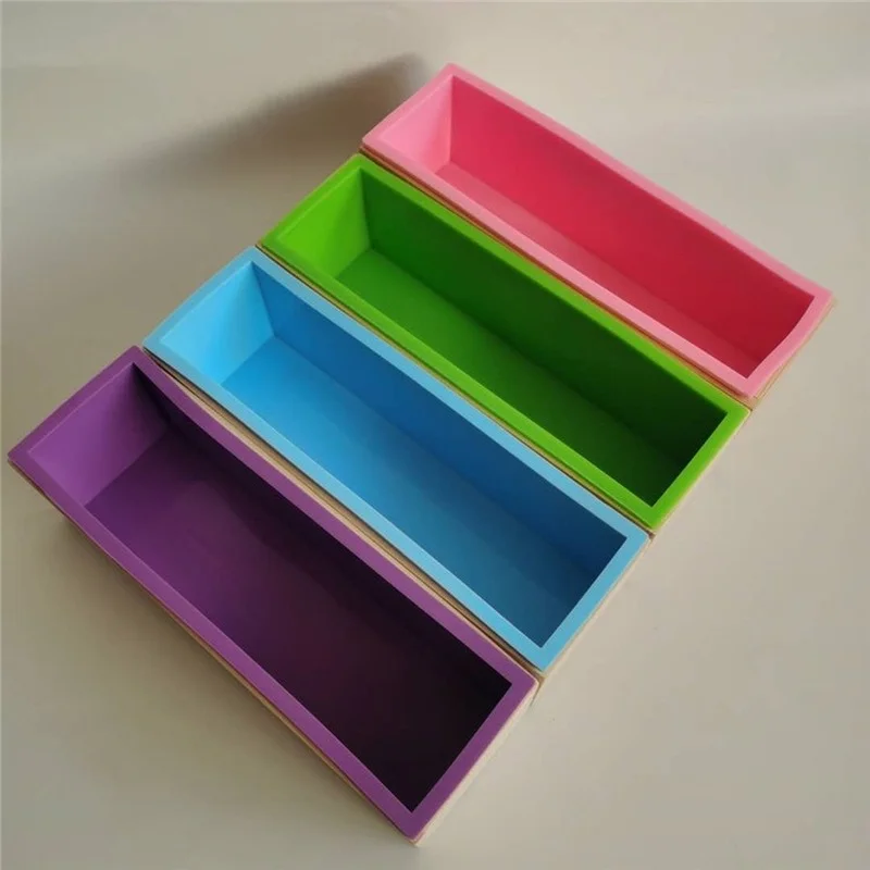 Moldes rectangulares de silicona para fabricaci&oacute;n de jab&oacute;n, caja y cubierta de madera de 1200ml, Kits de jab&oacute;n DIY, herramientas de molde de jab&oacute;n artesanales para hornear pan de pastel-4