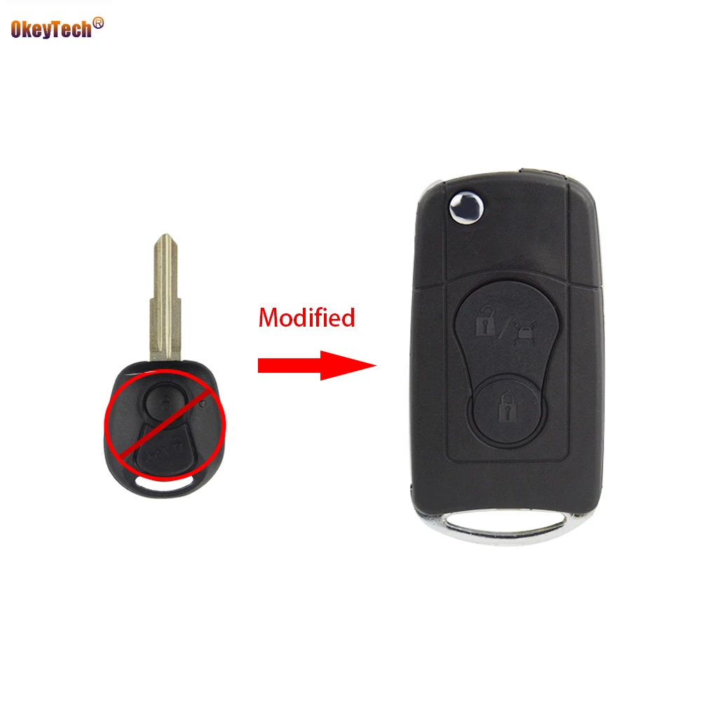 OkeyTech 2/3 Buttons Modified Car Key Shell Case Cover Fob For Ssangyong New Actyon SUV Kyron Rexton Auto Blanks | Автомобили и