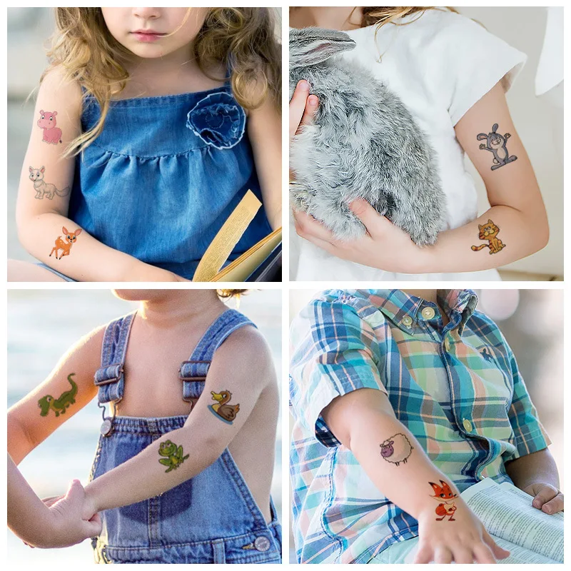 Водостойкие временные татуировки в виде животных джунглей 10 шт. очаровательные