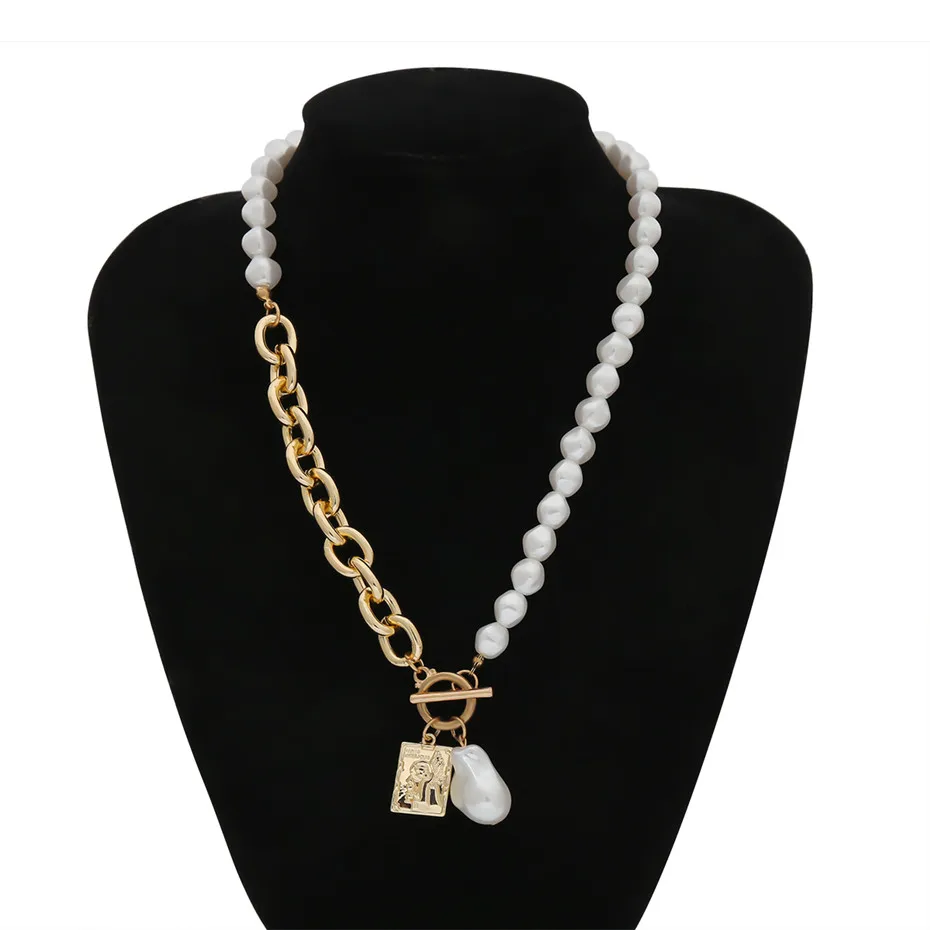 Necklace IngeSight. Z панк имитация жемчуга колье ожерелье воротник крупное Золотое сердце любовь подвеска лассо ожерелье s для женщин ювелирные изделия - Окраска металла: Necklace