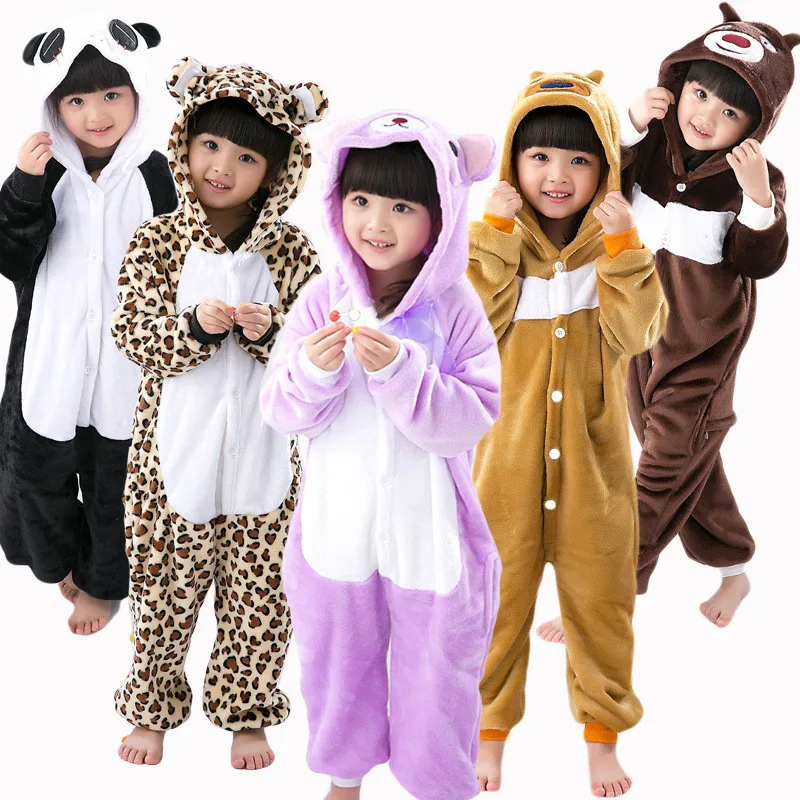 Pijamas de invierno para ni&ntilde;os y ni&ntilde;as, conjuntos de pijamas de Tigre, unicornio, tibur&oacute;n, Koala, zorro, Animal-0