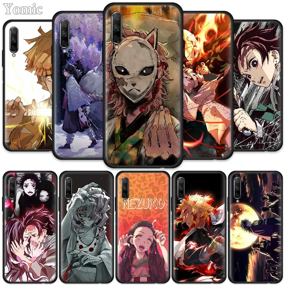 

Anime Demon Slayer Kimetsu No Yaiba Case for Huawei Y6 Y7 2019 Y6p Y8p Honor 8X Play 9A 9S 9X Pro 8S 10 20 Black Silicone Cover