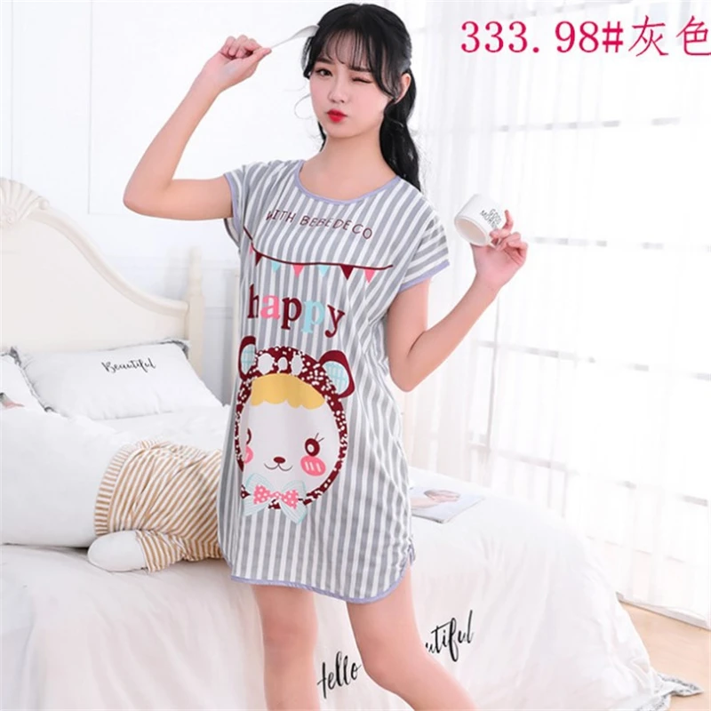 Летняя ночная рубашка для девочек свободная одежда сна с милым рисунком