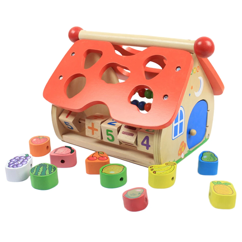 

Wooden Shape Sorter Blocks Child House Shape Multicolor Blocks Toy Gifts