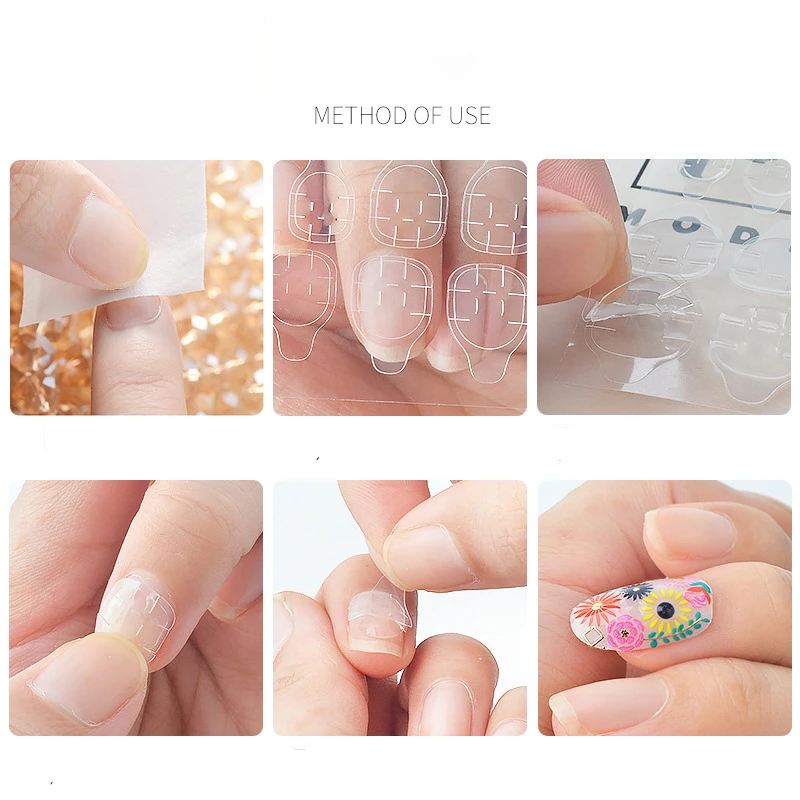 

1 Sheet Jelly Glue Clear Ultra Thin Double Sided Adhesive Stickers Nail Tips False Manicure Nail Art Extension Tools