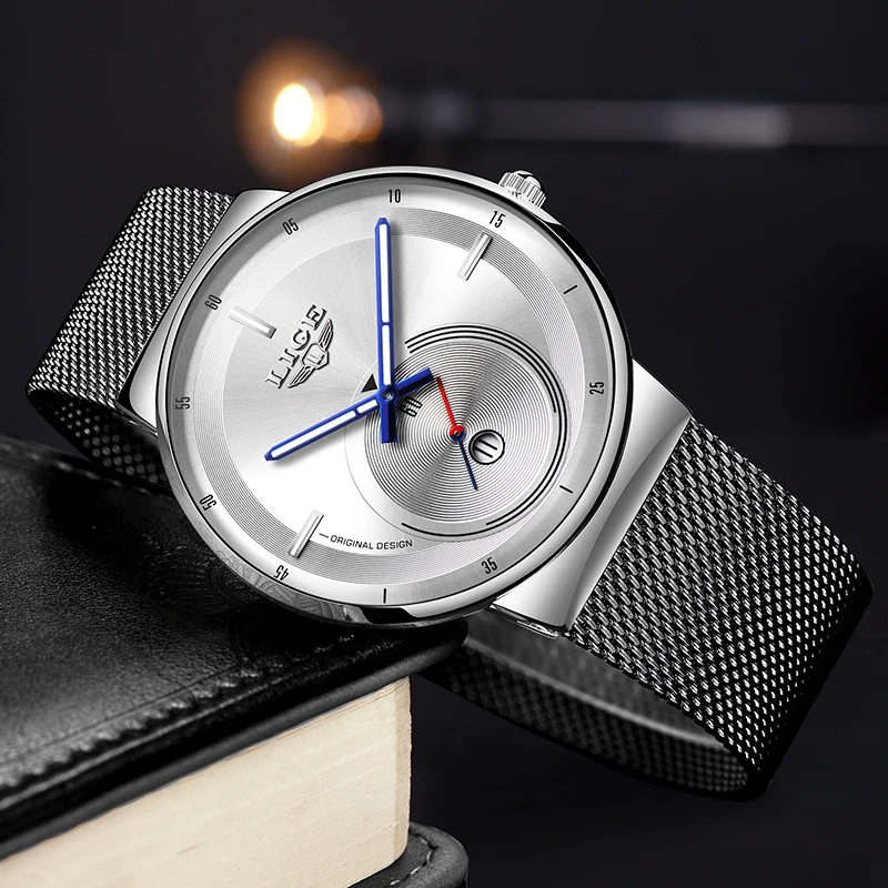 LG 2020 новые мужские часы Топ бренд цвет серебро Бизнес Кварцевые повседневные
