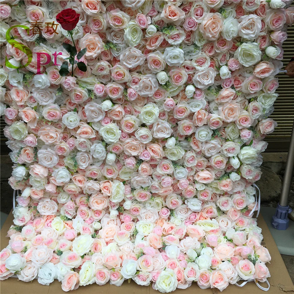 

SPR Rolled Flower Wall Silk Flower Cloth Structure Material Wedding Stage Backdrop Artificial Flowers Wall for salon Wall De