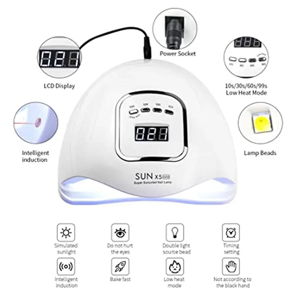 SUN X5 2C MAX 80 Вт Светодиодный УФ-лампа Сушилка для ногтей 45 светодиодный