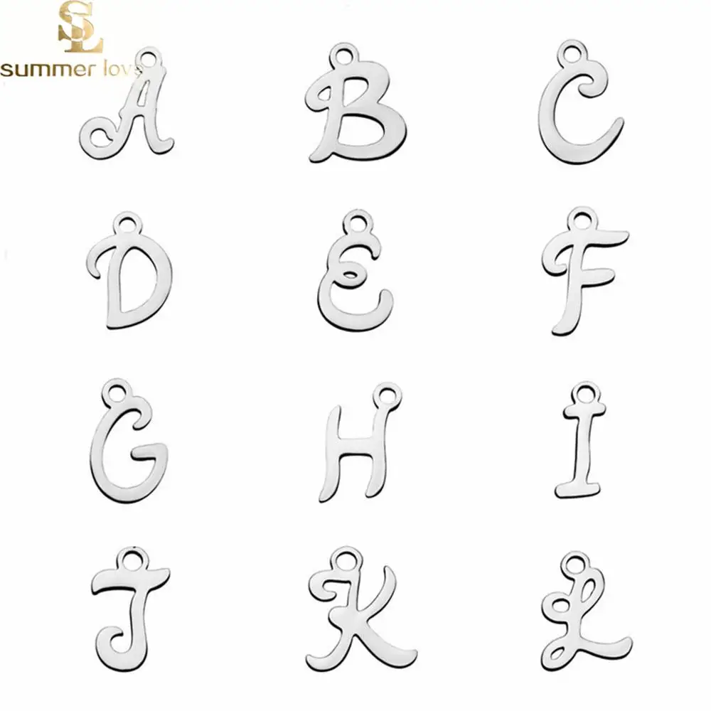 10pcs/lot Stainless Steel Initial Letter Charms Mini Lot for Necklace Bracelet Pendant DIY Making Jewelry Accesspries | Украшения и