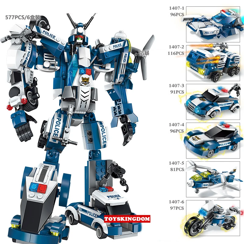 6 в 1 полицейская война генералы деформация робот автомобиль модель строительные