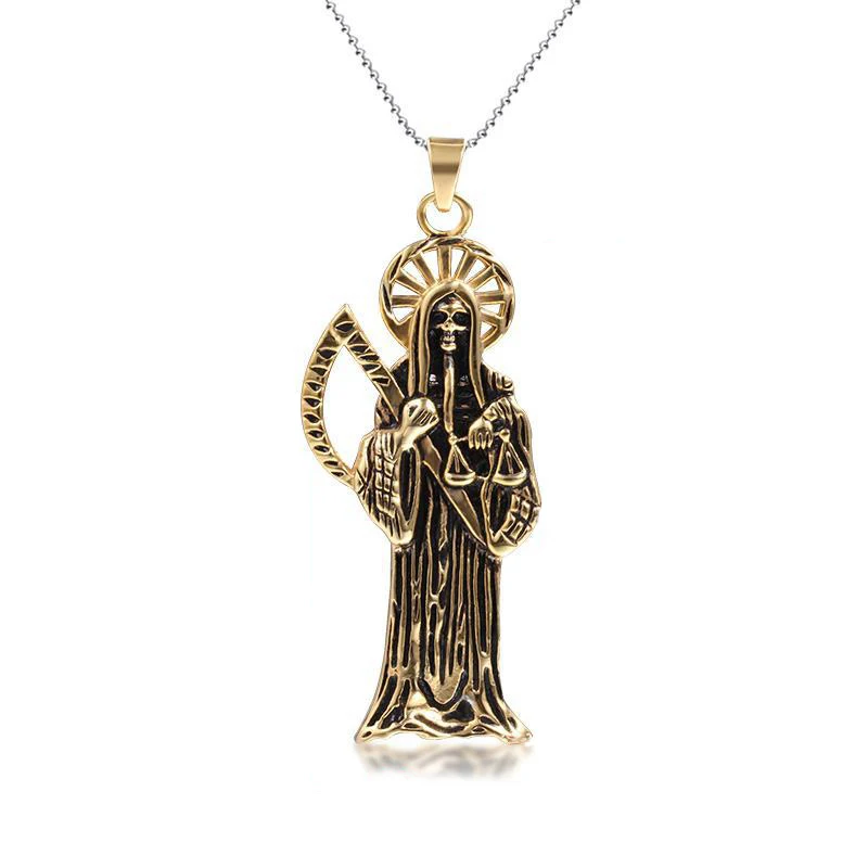 Готическое ожерелье череп меч Готическая оккультная Подвеска Панк Золотой цвет