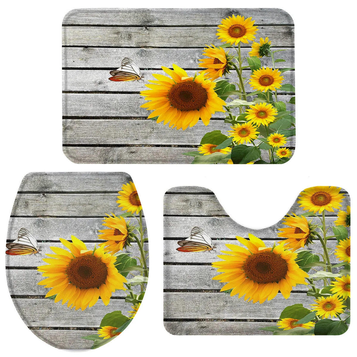 Набор из 3 предметов для ванной комнаты шикарный набор с подсолнухами коврик