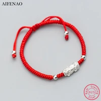 925 sterling silver brave troops bracelet for women braided lucky red thread rope bracelet pixiu handmade bangle jewelry