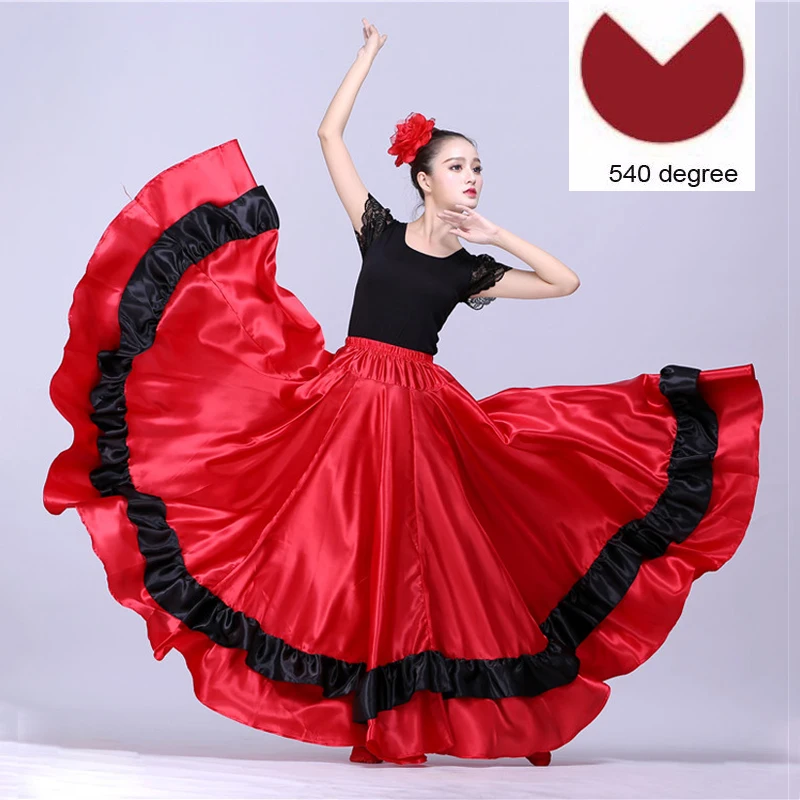 Style3 540 Цыганская женщина испанский Фламенко юбка полиэстер Атлас Гладкие большие качели карнавальные вечерние костюмы для Бальных Танцев Живота - Цвет: Style3 540