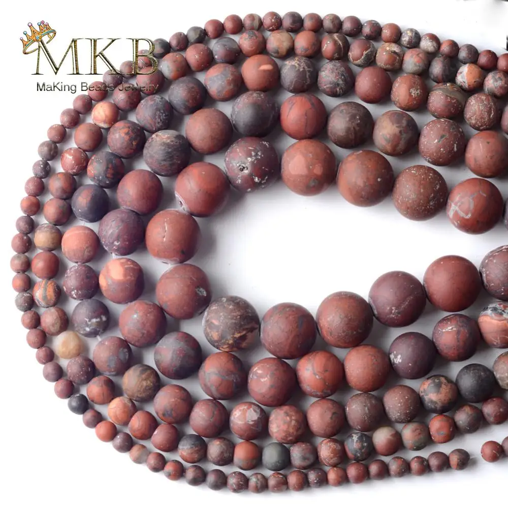 

Натуральный камень с тусклой полировкой, матовый красный яшмы вокруг бусины для изготовления ювелирных изделий Spacer Бусины 4/6/8/10/12 мм брасле...