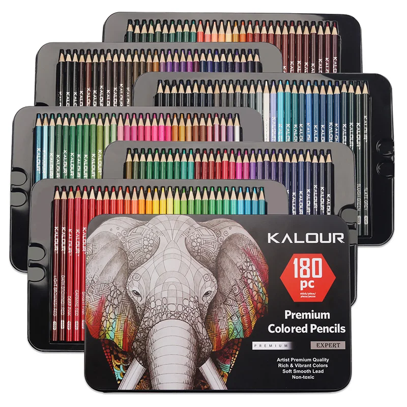 Colored Pencils with Metal Box 180 Unique Coloured Pencils and Pre Sharpened Crayons for Coloring Book-Ideal Christmas Gift Pens