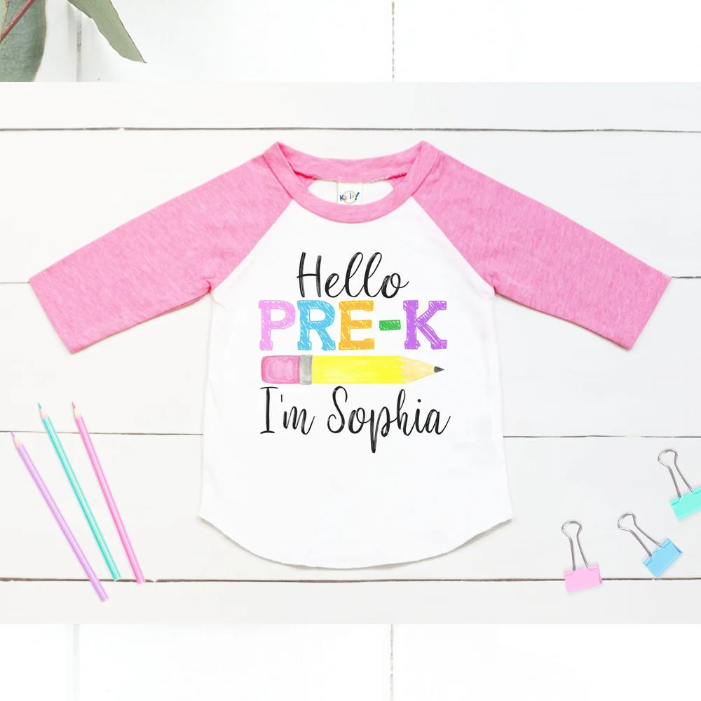 Рубашка с надписью Hello Pre k для дошкольников Back To School малышей Hello|Сувениры